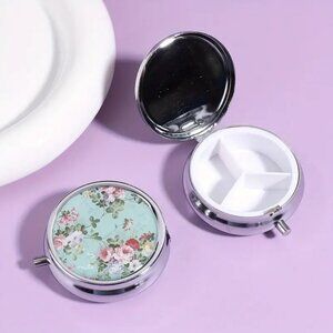 1pc.  Vintage Floral Flower Pill Box -  NEW